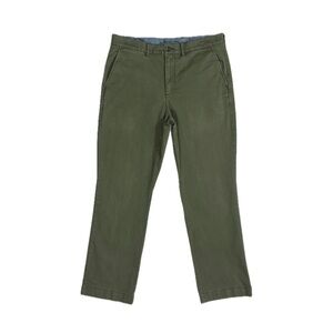 LL Bean cotton spandex khaki green standard fit canvas chino pants men’s W34 I30